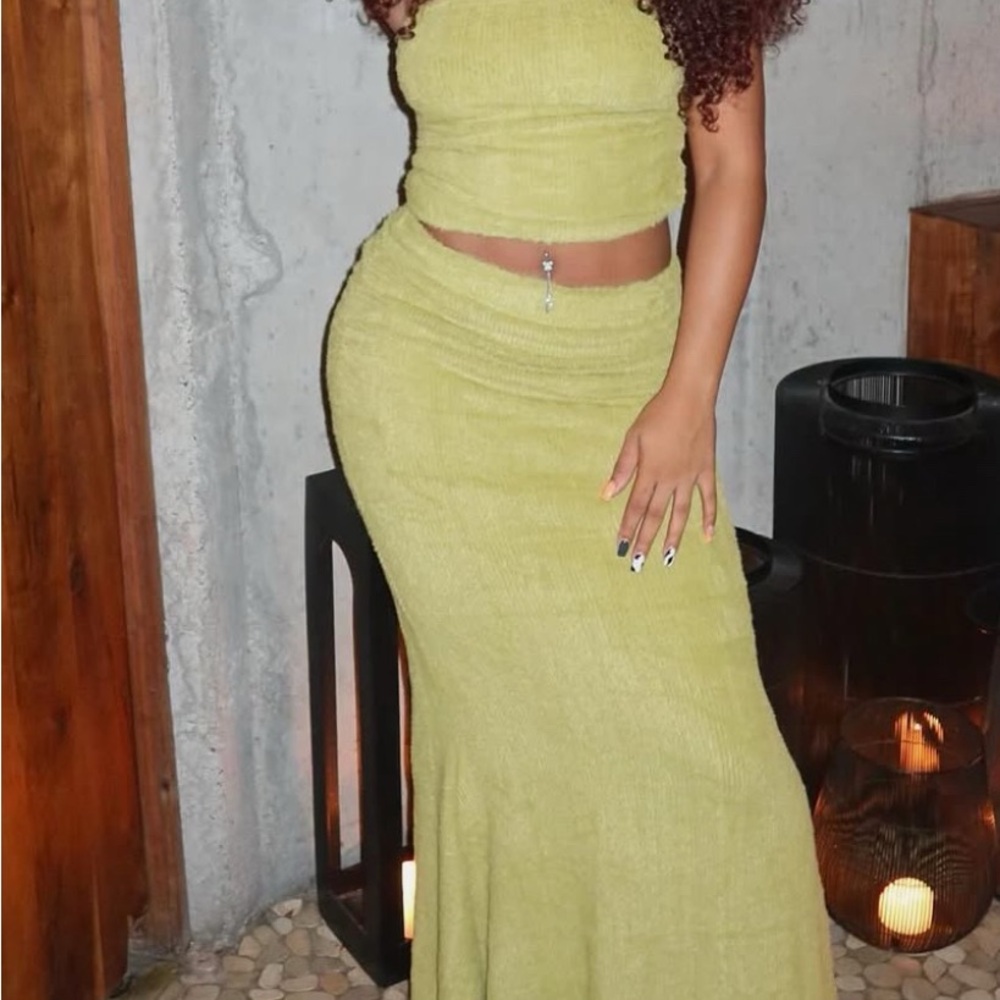 Chartreuse Vacation Maxi Skirt Set
